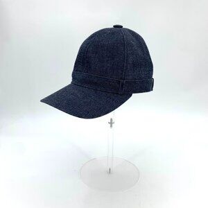 Hermes Deep Blue Denim Cotton Baseball Cap Size 56 Adjustable Strap 100% Cotton